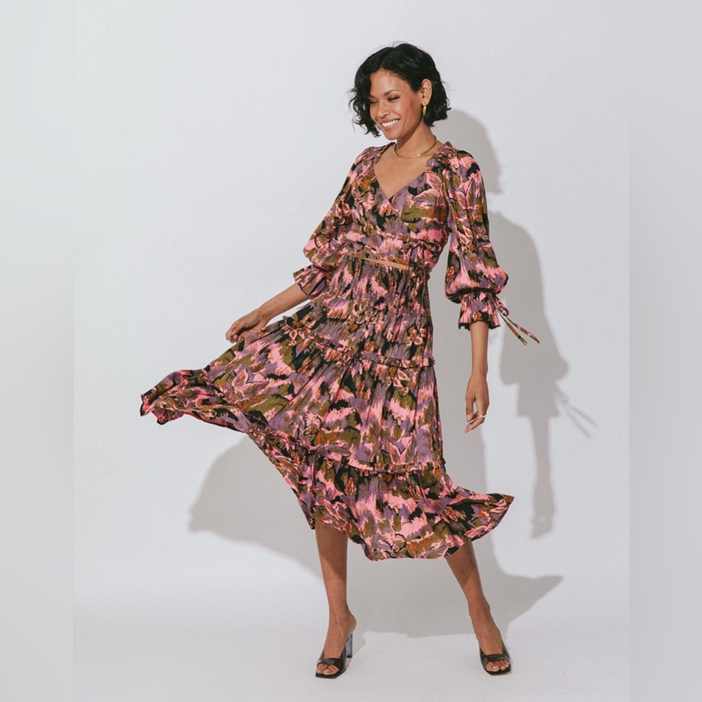NWT Cleobella Viviana Tiered Midi Skirt in Tapestry Print